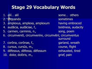 Stage 29 Vocabulary Words