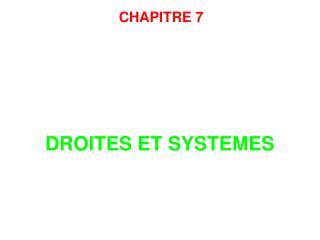 DROITES ET SYSTEMES