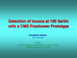 Detection of muons at 150 GeV/c with a CMS Preshower Prototype