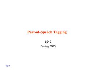 Part-of-Speech Tagging