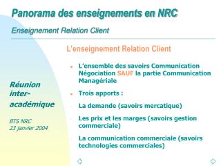 L’enseignement Relation Client