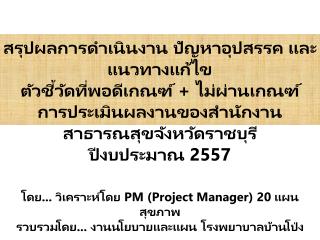 สรุปผล การ ดำเนินงาน ปัญหา อุปสรรค และแนวทางแก้ไข ตัวชี้วัดที่พอดีเกณฑ์ + ไม่ผ่านเกณฑ์