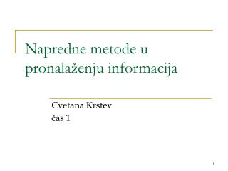 Napredne metode u pronalaženju informacija