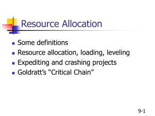 Resource Allocation