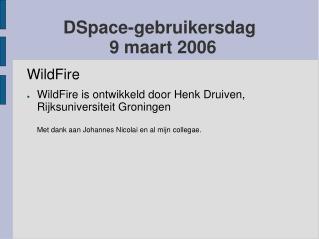 DSpace-gebruikersdag 9 maart 2006