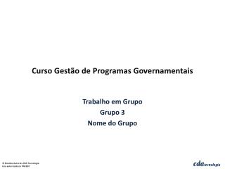 Curso Gestão de Programas Governamentais