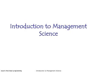 Introduction to Management Science