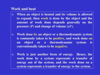 Work and heat