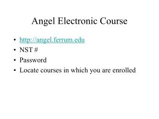 Angel Electronic Course