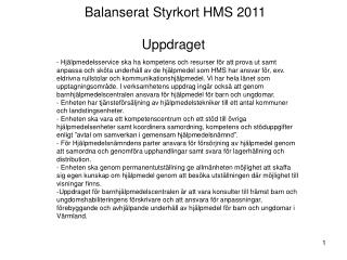 Balanserat Styrkort HMS 2011 Uppdraget
