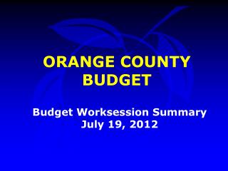 Budget Worksession Summary July 19, 2012