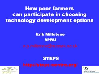 How poor farmers can participate in choosing technology development options