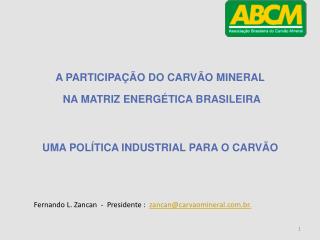 A PARTICIPAÇÃO DO CARVÃO MINERAL NA MATRIZ ENERGÉTICA BRASILEIRA