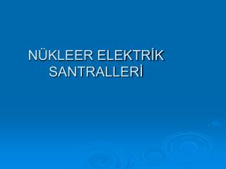 NÜKLEER ELEKTRİK SANTRALLERİ