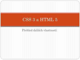 CSS 3 a HTML 5