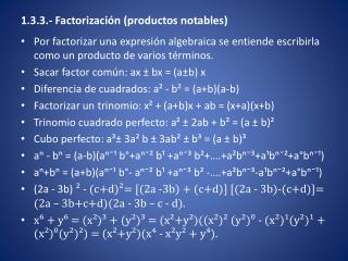 1.3.3.- Factorización (productos notables)