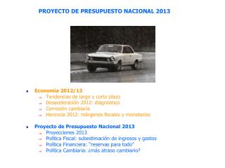 PROYECTO DE PRESUPUESTO NACIONAL 2013