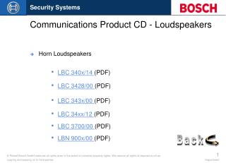 Communications Product CD - Loudspeakers