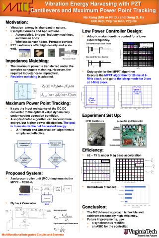 Vibration Energy Harvesing with PZT Cantilevers and Mxximum Power Point Tracking