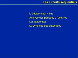 Les circuits séquentiels