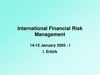 International Financial Risk Management