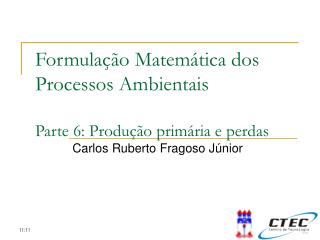 Formulação Matemática dos Processos Ambientais Parte 6: Produção primária e perdas