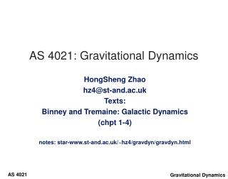 AS 4021: Gravitational Dynamics