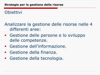 Strategie per la gestione delle risorse