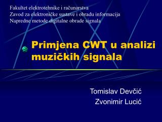 Primjena CWT u analizi muzičkih signala