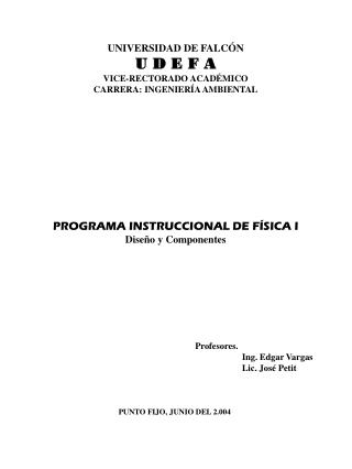 UNIVERSIDAD DE FALCÓN U D E F A VICE-RECTORADO ACADÉMICO CARRERA: INGENIERÍA AMBIENTAL