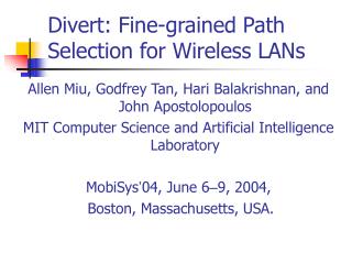 Divert: Fine-grained Path Selection for Wireless LANs