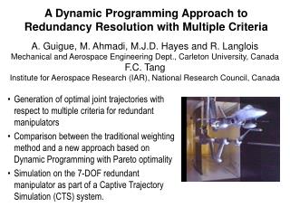 A Dynamic Programming Approach to Redundancy Resolution with Multiple Criteria