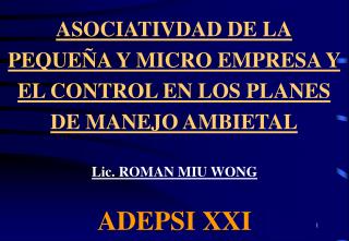 ASOCIATIVDAD DE LA PEQUEÑA Y MICRO EMPRESA Y EL CONTROL EN LOS PLANES DE MANEJO AMBIETAL