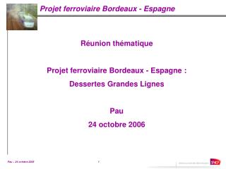 Réunion thématique Projet ferroviaire Bordeaux - Espagne : Dessertes Grandes Lignes Pau