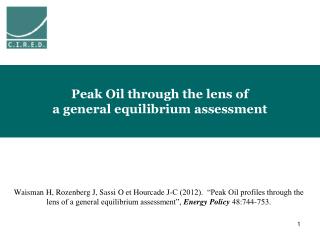 Peak Oil through the lens of a general equilibrium assessment