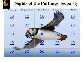 Nights of the Pufflings Jeopardy