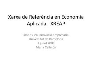 Xarxa de Referència en Economia Aplicada. XREAP