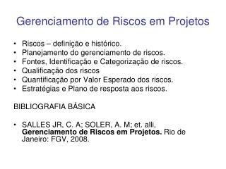 Gerenciamento de Riscos em Projetos