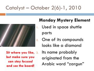 Catalyst – October 2(6)-1, 2010
