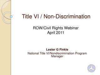 Title VI / Non-Discrimination