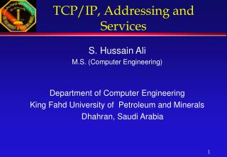 TCP/IP, Addressing and Services