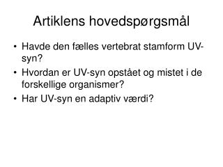 Artiklens hovedspørgsmål