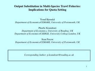 Output Substitution in Multi-Species Trawl Fisheries: Implications for Quota Setting