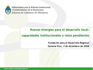 Nuevas sinergias para el desarrollo local: capacidades institucionales y retos pendientes