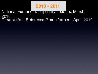 National Forum of Disciplinary Leaders: March, 2010