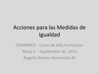 Acciones para las Medidas de Igualdad