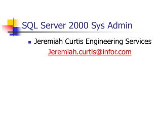 SQL Server 2000 Sys Admin