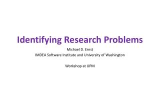 Identifying Research Problems