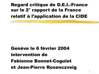 Regard critique de D.E.I.-France sur le 2° rapport de la France relatif à l’application de la CIDE