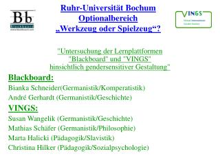 Ruhr-Universität Bochum Optionalbereich „Werkzeug oder Spielzeug“?